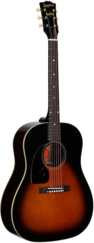 open zoom image for Epiphone Inspired by Gibson Custom 1942 Banner J-45 Acoustic-Electric Guitar, Left-Handed (with Case), Vintage Sunburst, Body Left Front