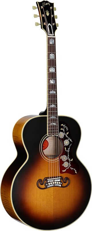 open zoom image for Gibson Custom Shop 1957 SJ-200 Jumbo Reissue Acoustic Guitar (with Case), Vintage Sunburst, Body Left Front