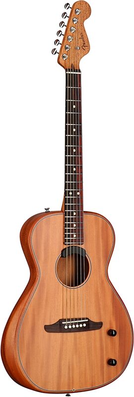 open zoom image for Fender Highway Parlor Thinline Acoustic-Electric Guitar (with Gig Bag), Natural, Solid Mahogany Top, Back, and Sides, Body Left Front