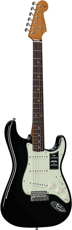 open zoom image for Fender Vintera III Early 60s Stratocaster Electric Guitar (with Gig Bag), Black, Rosewood Fretboard, Body Left Front