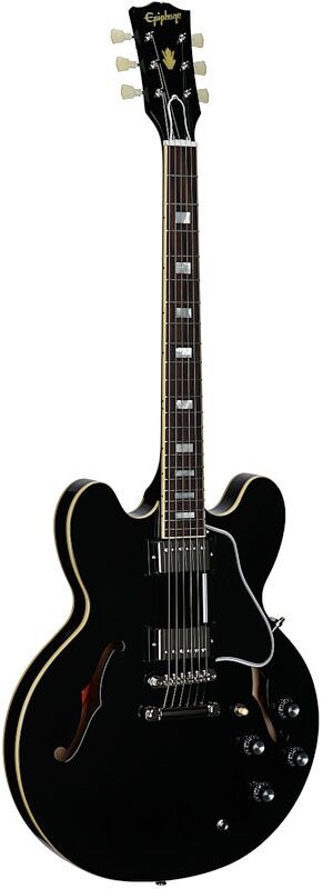 open zoom image for Epiphone Inspired by Gibson Custom 1962 ES-335 Reissue Electric Guitar (with Case), Aged Ebony, Body Left Front