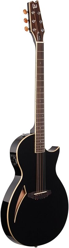 open zoom image for ESP LTD TL-6 Thinline 6 Acoustic-Electric Guitar, Black, Open Box (Very Good), Body Left Front