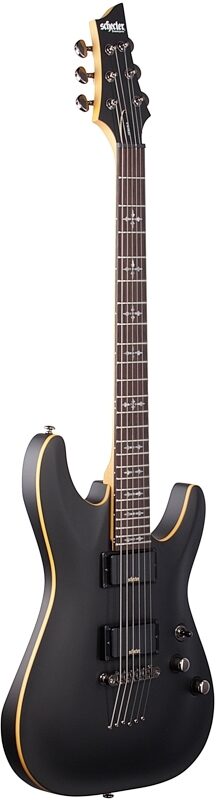 open zoom image for Schecter Demon 6 Electric Guitar, Aged Black Satin, Body Left Front