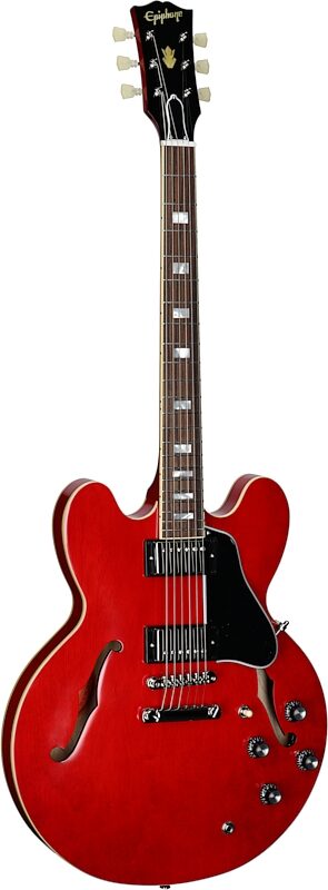 open zoom image for Epiphone Inspired by Gibson Custom 1962 ES-335 Reissue Electric Guitar (with Case), '60s Cherry, Body Left Front