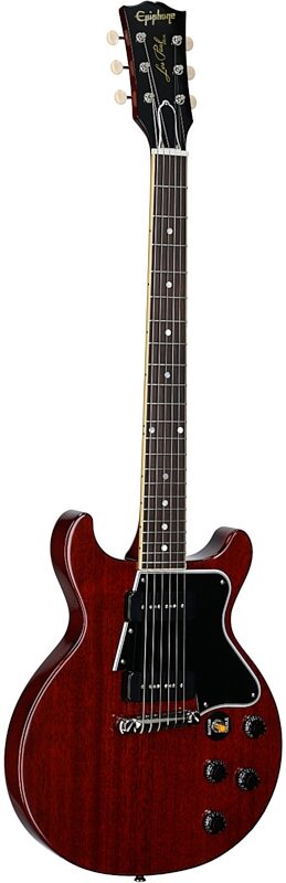 open zoom image for Epiphone Inspired by Gibson Custom 1960 Les Paul Special Double Cut Reissue Electric Guitar (with Case), Cherry Red, Body Left Front