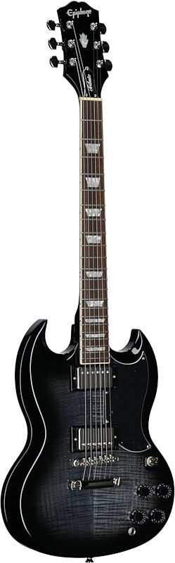 open zoom image for Epiphone SG Tribute Plus Electric Guitar, Ebony Burst, Body Left Front