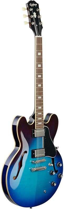 open zoom image for Epiphone ES-335 Figured Semi-Hollowbody Electric Guitar, Blueberry Burst, Body Left Front