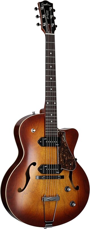 open zoom image for Godin 5th Avenue Kingpin Archtop Electric Guitar, Cognac Burst, Body Left Front