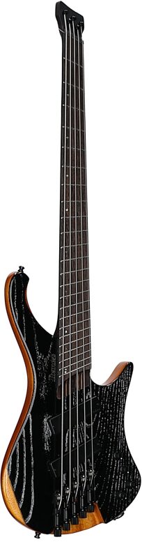 open zoom image for Ibanez EHB1135MS Multi-scale Electric Bass (with Gig Bag), 5-String, Silver Wave Black, Body Left Front