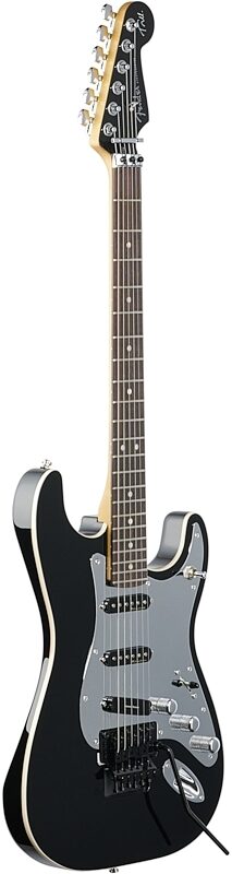 open zoom image for Fender Tom Morello Stratocaster Electric Guitar, Rosewood Fingerboard (with Case), Black with Chrome Pickguard, Body Left Front