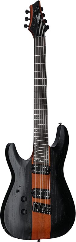 open zoom image for Schecter Rob Scallon C-7 Multi-Scale Electric Guitar, 7-String, Left-Handed, Satin Dark Roast, Body Left Front