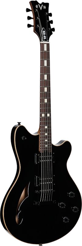 open zoom image for EVH Eddie Van Halen SA-126 Standard Centerblock Electric Guitar, Piano Black, Body Left Front