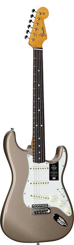 open zoom image for Fender American Vintage II 1965 Stratocaster Electric Guitar, Rosewood (with Case), Shoreline Gold, Open Box (Very Good), Body Left Front