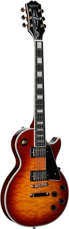 open zoom image for Epiphone Exclusive Les Paul Custom AAA Quilt Top Electric Guitar (with Gig Bag), Ice Tea, Body Left Front