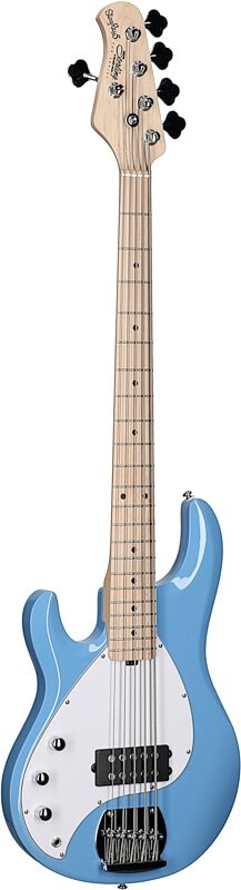 open zoom image for Sterling by Music Man Ray5LH Electric Bass, Left-Handed, Chopper Blue, Hard Maple Fretboard, Body Left Front