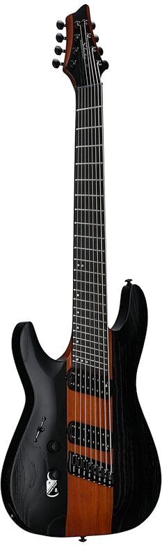 open zoom image for Schecter Rob Scallon C-8 Multi-Scale Electric Guitar, Left Handed, Satin Dark Roast, Body Left Front