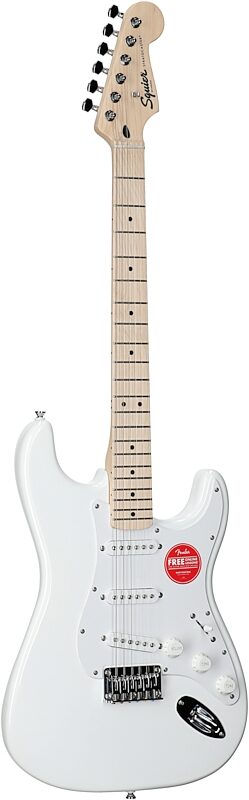 open zoom image for Squier Sonic Hard Tail Stratocaster Electric Guitar, Maple Fingerboard, Arctic White, Body Left Front