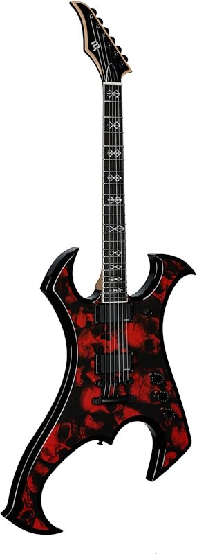 open zoom image for Wylde Audio Berzerker Raw Top Electric Guitar, Blood Skulls, Body Left Front