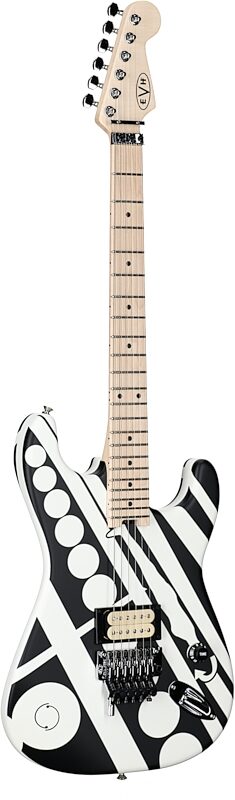 open zoom image for EVH Eddie Van Halen Striped Series Electric Guitar, Satin Crop Circles (Black and White), Body Left Front