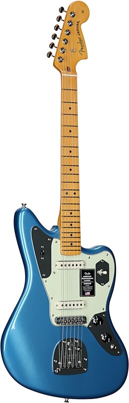 open zoom image for Fender American Professional Classic Jaguar Electric Guitar, Maple Fingerboard (with Gig Bag), Lake Placid Blue, Body Left Front