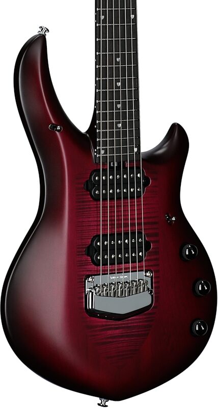 open zoom image for Ernie Ball Music Man Majesty 7 Electric Guitar, 7-String (with Mono Gig Bag), Amaranth, Ebony Fretboard, Serial Number M018365, Full Left Front