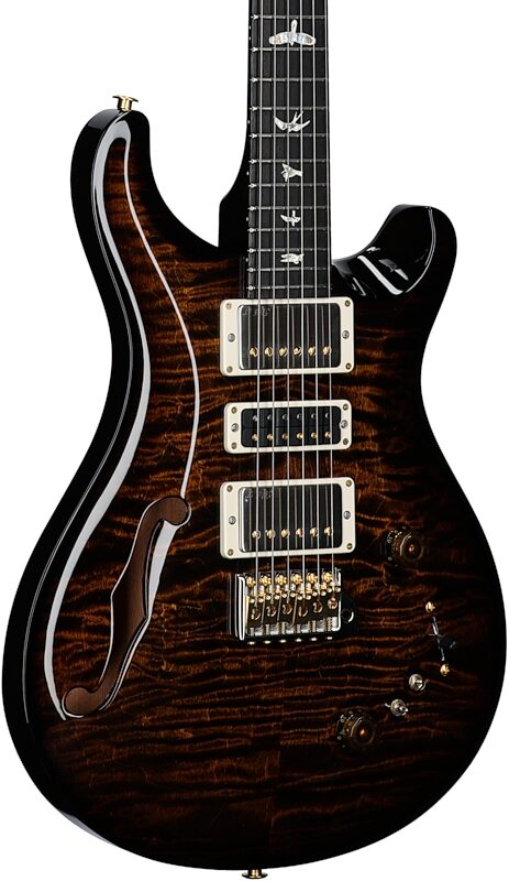 open zoom image for PRS Paul Reed Smith Special Semi-Hollow 10-Top Limited Edition Electric Guitar (with Case), Black Gold Burst, Serial Number 0385743, Full Left Front