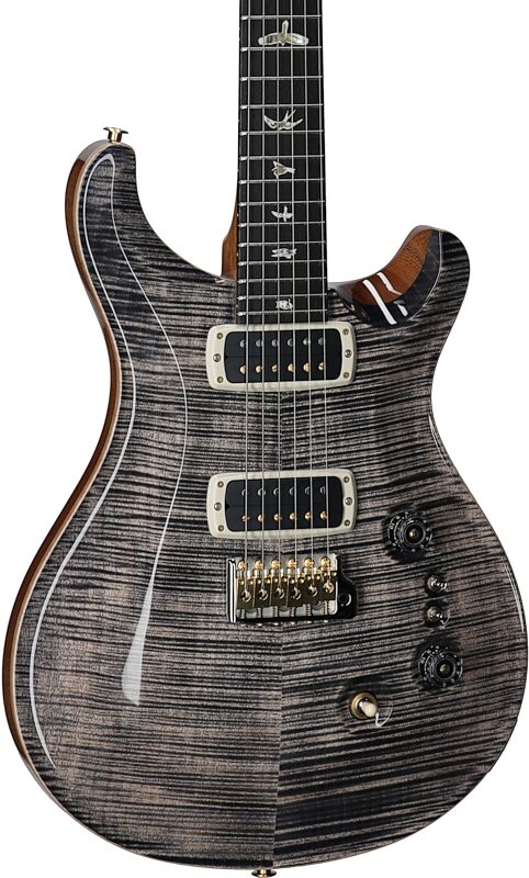 open zoom image for PRS Paul Reed Smith Custom 24-08 10-Top Pattern Thin Electric Guitar (with Case), Charcoal, Serial Number 0394608, Full Left Front