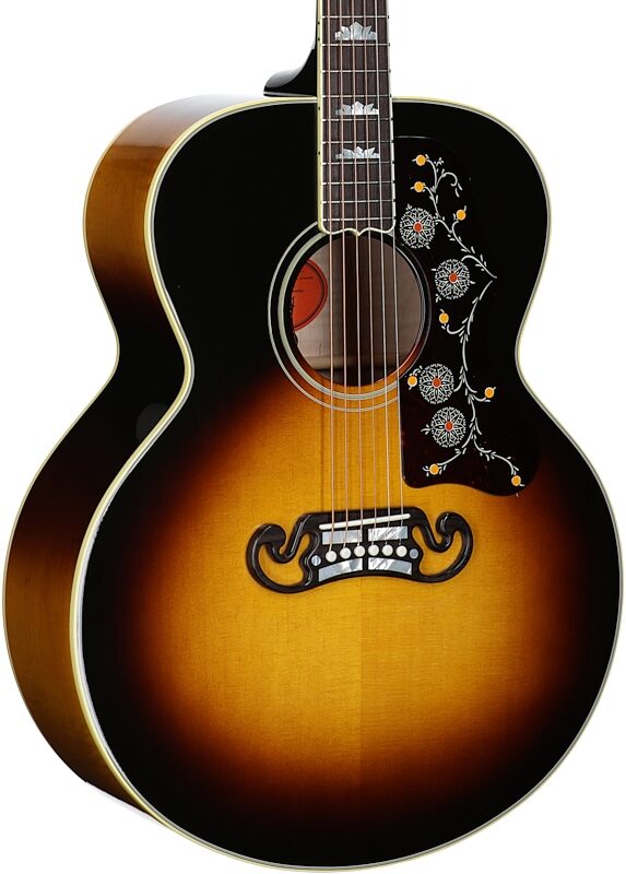 open zoom image for Gibson SJ-200 Original Jumbo Acoustic-Electric Guitar (with Case), Vintage Sunburst, Serial Number 23274007, Full Left Front