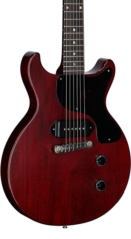 open zoom image for Gibson Custom 1958 Les Paul Junior Double Cut Reissue Electric Guitar (with Case), Cherry, Serial Number 85351, Full Left Front