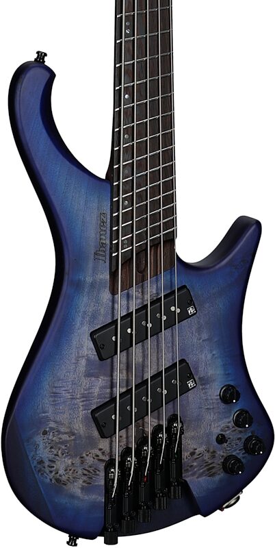 open zoom image for Ibanez EHB1505MS Bass Guitar, 5-String (with Gig Bag), Pacific Blue Burst, Serial Number I240608435, Full Left Front