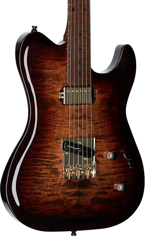 open zoom image for Godin Artisan TC Electric Guitar, Maple Fingerboard (with Case), Whiskey Burst, Serial Number 25314258, Full Left Front