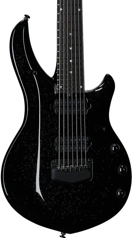 open zoom image for Ernie Ball Music Man Majesty 7 Electric Guitar, 7-String (with Mono Gig Bag), Black Frosting, Serial Number M019945, Full Left Front