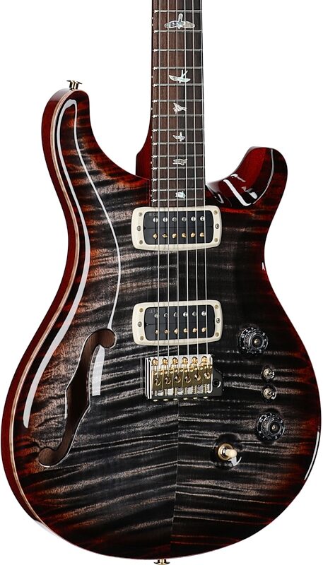 open zoom image for PRS Paul Reed Smith 40th Anniversary Custom 24-08 Semi-Hollow Limited Edition Electric Guitar, Charcoal Cherry Burst, Serial Number 0410562, Full Left Front