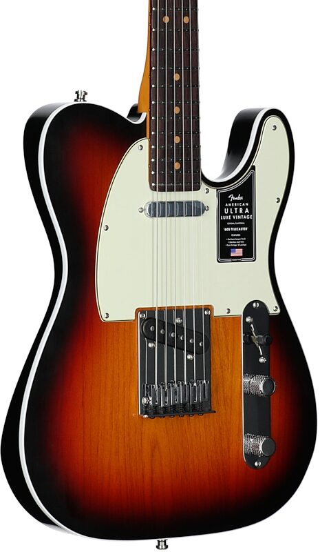 open zoom image for Fender American Ultra Luxe Vintage '60s Telecaster Custom Electric Guitar, Rosewood Fingerboard (with Case), 3-Color Sunburst, Serial Number US25009621, Full Left Front