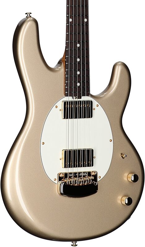 open zoom image for Ernie Ball Music Man StingRay II Cory Wong Electric Guitar, Cashmere, Serial Number s12700, Full Left Front