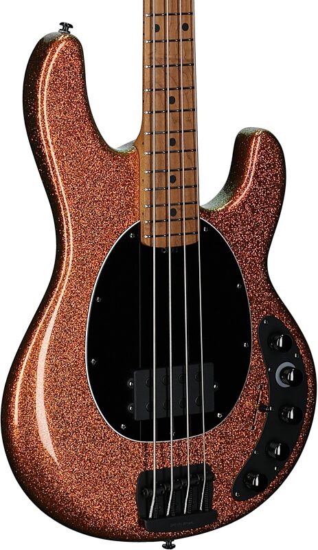 open zoom image for Ernie Ball Music Man DarkRay Electric Bass (with Mono Soft Case), Gold Bar, Roasted Maple Fretboard, Serial Number S12776, Full Left Front