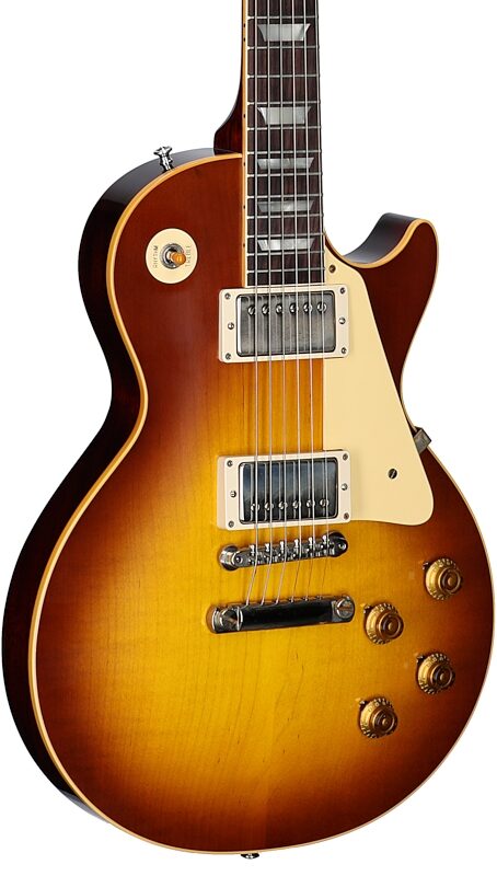 open zoom image for Gibson Custom 1958 Les Paul Standard Reissue Electric Guitar (with Case), Iced Tea Burst, Serial Number 85787, Full Left Front