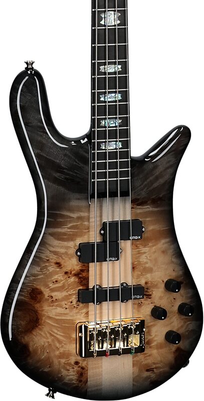 open zoom image for Spector Euro 4 Custom Electric Bass (with Gig Bag), Natural Black Burst, Serial Number ]C121NB23276, Full Left Front