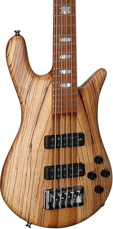 open zoom image for Spector Euro 5 RST Electric Bass, 5-String (with Gig Bag), Zebrawood Natural Matte, Serial Number 1NB23188, Full Left Front