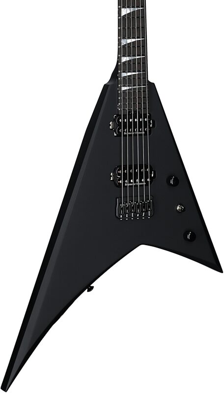 open zoom image for Jackson American Series Rhoads RR24 HT Electric Guitar, Ebony Fingerboard (with Case), Satin Black, Serial Number JAS2551002, Full Left Front