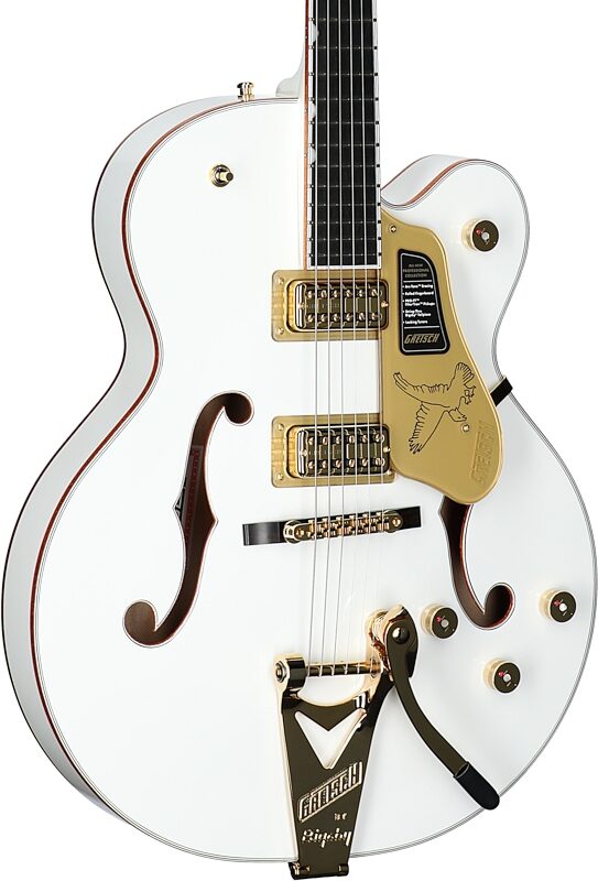 open zoom image for Gretsch Pro Series Falcon Electric Guitar (with Case), White, Serial Number JT25072125, Full Left Front