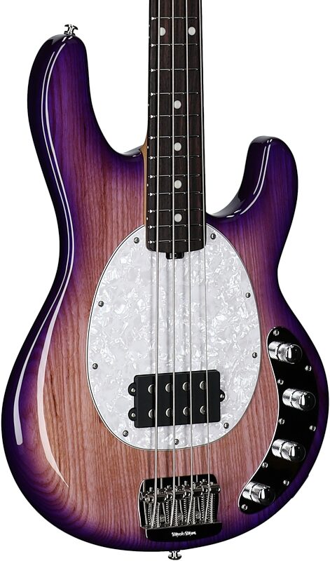 open zoom image for Ernie Ball Music Man StingRay Special Electric Bass (with Mono Case), Purple Sunset, Rosewood Fretboard, Serial Number K08577, Full Left Front