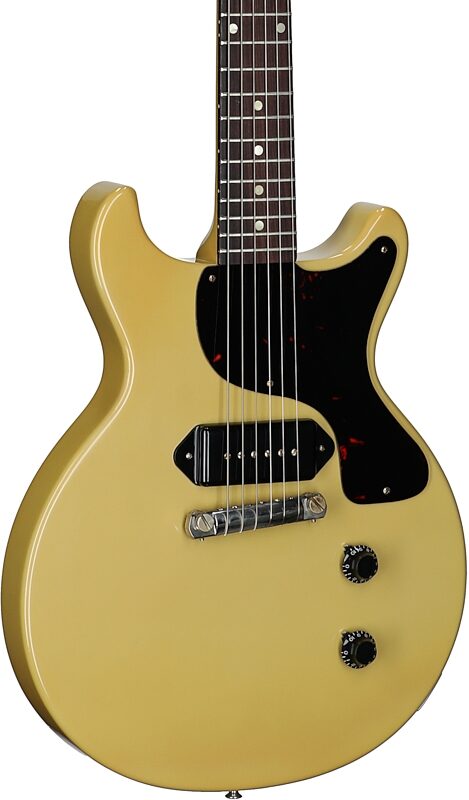 open zoom image for Gibson Custom 1958 Les Paul Junior Double Cut Reissue Electric Guitar (with Case), TV Yellow, Serial Number 85989, Full Left Front