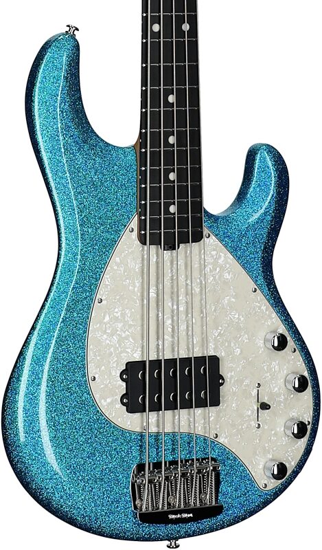 open zoom image for Ernie Ball Music Man StingRay 5 Special Electric Bass, 5-String (with Case), Anomalous Green, Ebony Fretboard, Serial Number K10325, Full Left Front