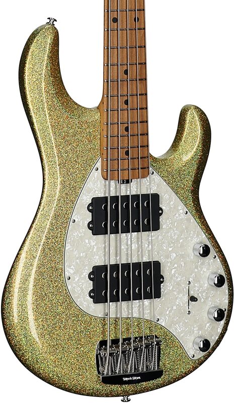 open zoom image for Ernie Ball Music Man StingRay 5 Special HH Electric Bass (with Case), Yellow Brick Road, Roasted Maple Fretboard, Serial Number K10307, Full Left Front
