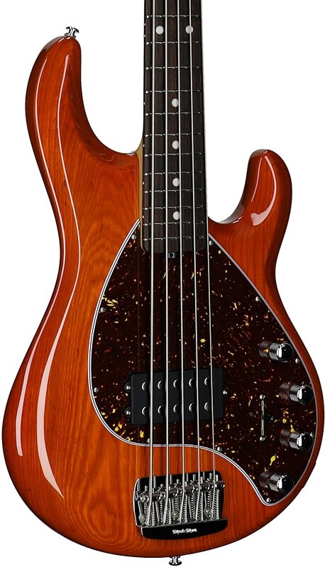 open zoom image for Ernie Ball Music Man StingRay 5 Special Electric Bass, 5-String (with Case), Translucent Orange, Rosewood Fretboard, Serial Number K11475, Full Left Front