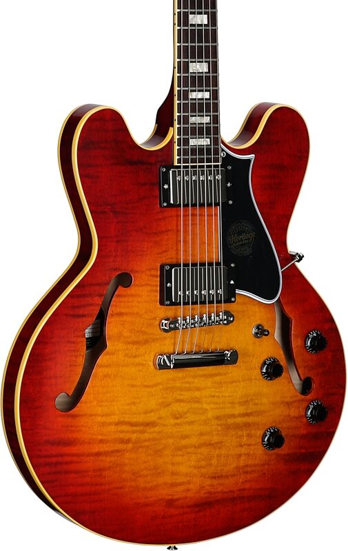 open zoom image for Heritage Custom Core H-535 Semi-Hollowbody Electric Guitar (with Case), Dark Cherry Sunburst, Serial Number HC1251325, Full Left Front