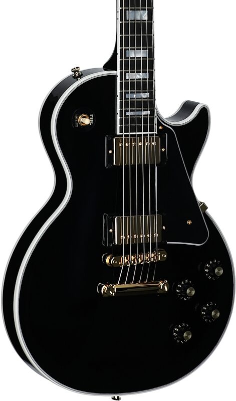 open zoom image for Gibson Les Paul Custom 70s Electric Guitar (with Case), Ebony, Serial Number 232150183, Full Left Front