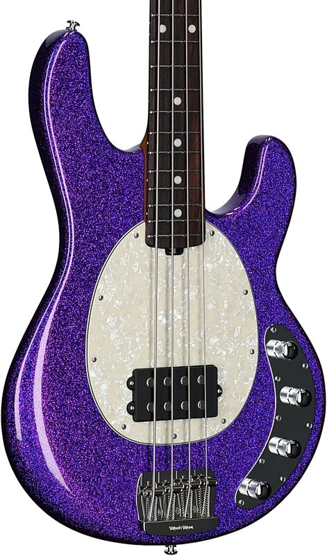 open zoom image for Ernie Ball Music Man StingRay Special Electric Bass (with Case), Violet Sparkle Burst, Rosewood Fretboard, Serial Number K11667, Full Left Front