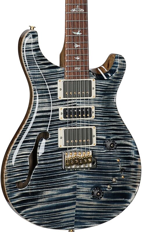 open zoom image for PRS Paul Reed Smith 40th Anniversary Limited Edition Semi-Hollow Electric Guitar (with Case), Faded Whale Blue, Serial Number 0420917, Full Left Front